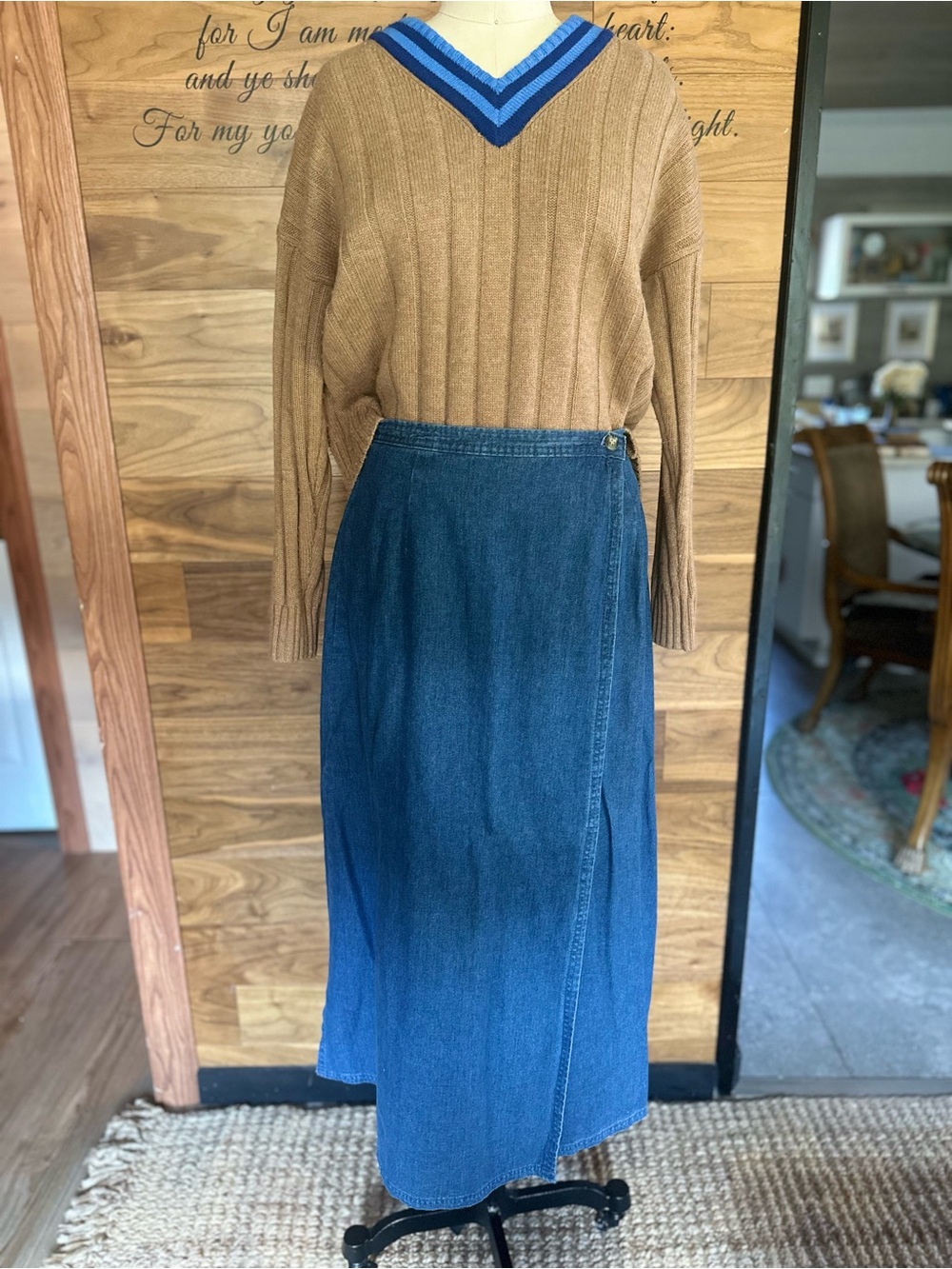 Talbots Blue Denim Wrap Maxi Skirt